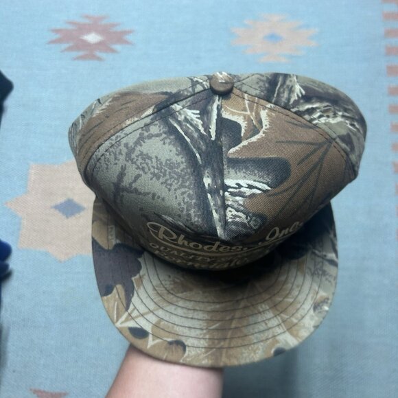 Vintage 90s snapback hat camo cap Rhodes Inc Michigan realtree made in USA - Picture 3 of 8